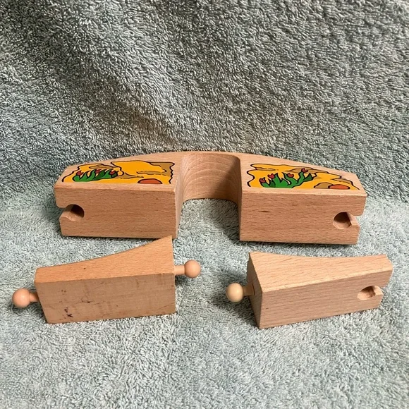 Wooden Bridge Train Toy with Painted Details. Brio? - Picture 8 of 9